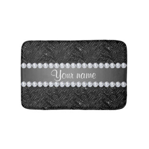 Tapis De Bain Étincelles et diamants noirs de paillettes de Fau