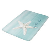 Tapis De Bain Étoile de mer bleu aqua blanc (Angle)