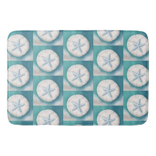 Tapis De Bain Étoile de mer sarcelle et dollar de sable plage