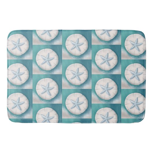 Tapis De Bain Étoile de mer sarcelle et dollar de sable plage (Devant)