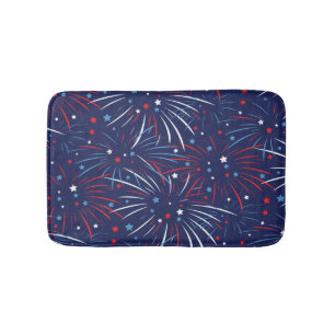 Tapis De Bain Étoiles bleues blanches rouges de feux d'artifice