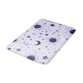 Tapis De Bain Étoiles célestes noires et violettes (Angle)