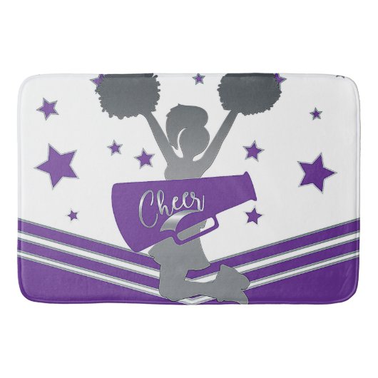 Tapis De Bain Étoiles d'argent blanc pourpre Cheer Cheer (Devant)