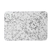 Tapis De Bain Étoiles d'argent lunaire sur blanc (Devant)