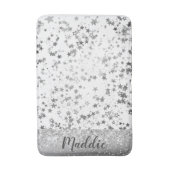 Tapis De Bain Étoiles d'argent Whimsical sur blanc personnalisé (Devant (Vertical))