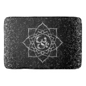 Tapis De Bain Étoiles de Glittery OM Mandala sur Black (Devant)