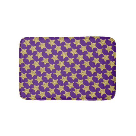 Tapis De Bain Etoiles de Parties scintillant d'or violet (Devant)