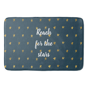 Tapis De Bain Étoiles d'or bleu bleu marine
