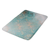 Tapis De Bain Étoiles d'or chatoyantes sur Turquoise  (Angle)