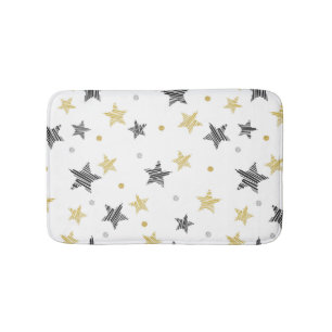 Tapis De Bain Étoiles D'Or Et De Gris