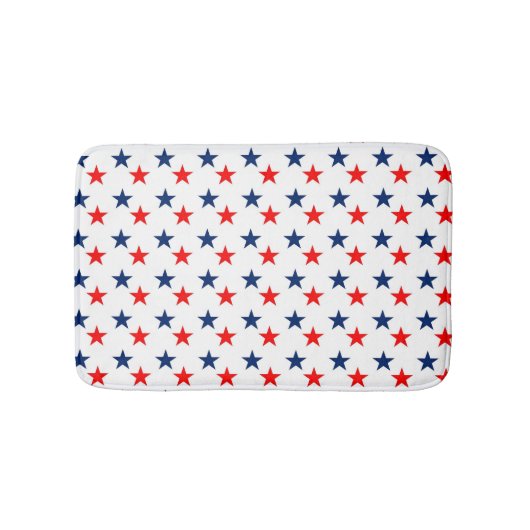 Tapis De Bain Étoiles rouges et bleues patriotiques (Devant)
