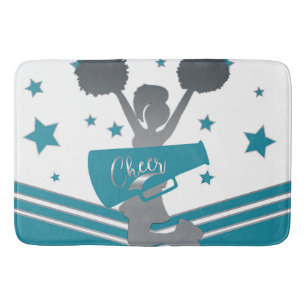 Tapis De Bain Étoiles turquoises d'argent blanc Cheer Cheer