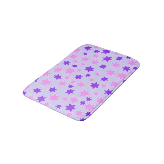 Tapis De Bain Étoiles violettes et roses (Angle)