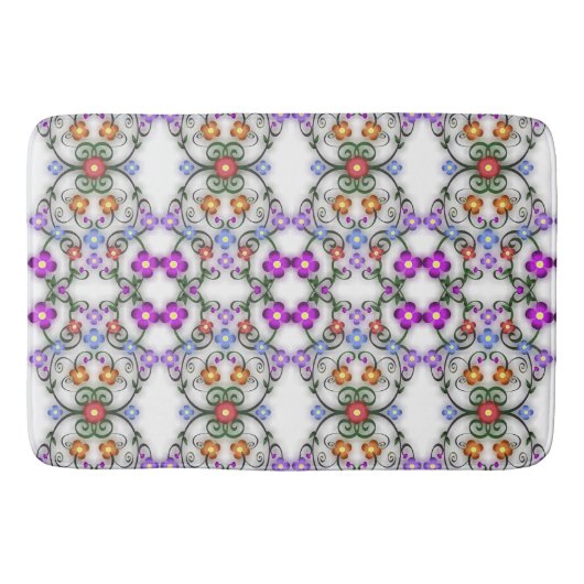 Tapis De Bain Étonnant look de dentelle de fleurs rose (Devant)