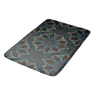 Tapis De Bain Etrange ellipse circulaire foncée avec feuilles ab