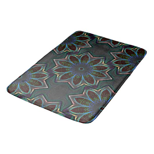 Tapis De Bain Etrange ellipse circulaire foncée avec feuilles ab (Angle)