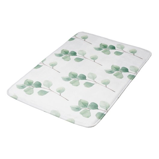 Tapis De Bain Eucalyptus Motif vert (Angle)
