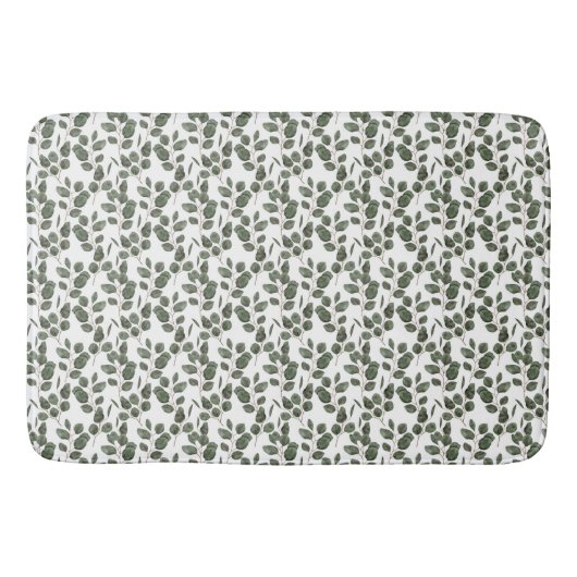 Tapis De Bain Eucalyptus Verdure Botanique Vert Blanc Tendance (Devant)