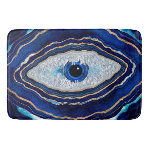 Tapis De Bain Evil Bleu Agate Géode Ditital Art