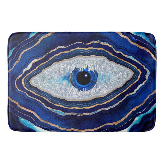 Tapis De Bain Evil Bleu Agate Géode Ditital Art (Devant)