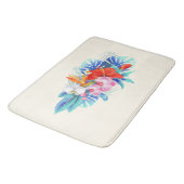 Tapis De Bain Exotic Tropical Flowers - Pink & Aquamarines (Angle)
