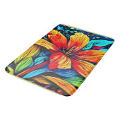 Tapis De Bain Explosion Florale Abstraite Vibrante (Angle)