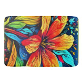 Tapis De Bain Explosion Florale Abstraite Vibrante (Devant)