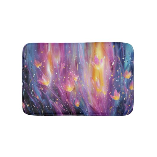 Tapis De Bain Explosion florale lumineuse abstraite (Devant)