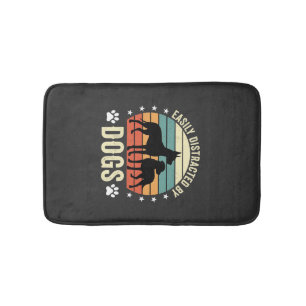 Tapis De Bain Facilement distrait par les chiens Vintage Retro C