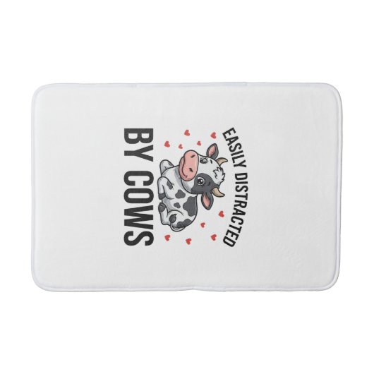 Tapis De Bain Facilement distrait par les vaches Graphique de va (Devant)