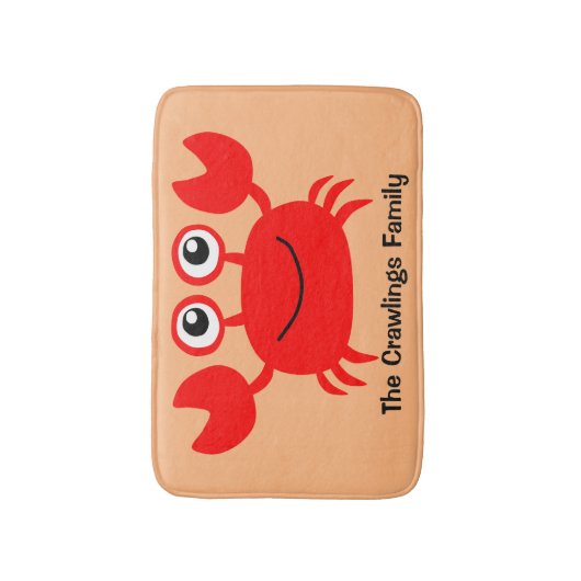 Tapis de bain fait sur commande de crabe heureux (Devant (Vertical))