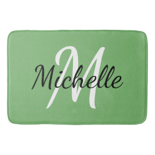 Tapis de bain fait sur commande vert de monogramme