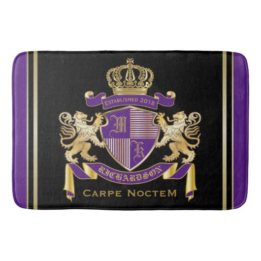 Tapis De Bain Faites votre propre blason Monogramme de couronne (Devant)