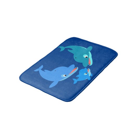 Tapis De Bain Famille de dauphins de caricature mignonne (Angle)