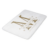 Tapis De Bain Famille Monogramme Elegant Blanc et Gold Classy (Angle)