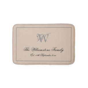 Tapis De Bain Famille Rustique Nom Chic Monogram Mariage Cadeau