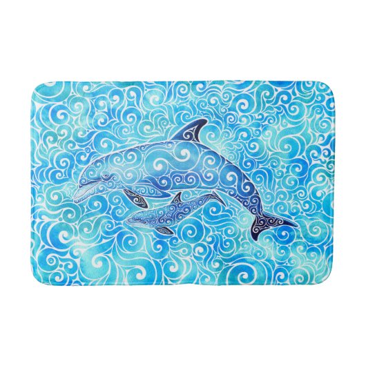 Tapis De Bain Famille tourbillonnant de dauphins (Devant)
