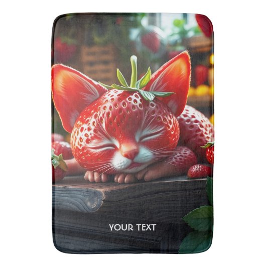 Tapis De Bain Fantastique Mignon Chat Chéri Fraise (devant Vertical)