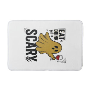 Tapis De Bain Fantôme d'Halloween Manger Boire Et Être Effrayant