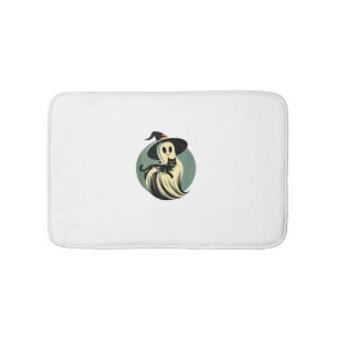 Tapis De Bain Fantôme Drôle Tenant Un Chat Noir Lazy Halloween S