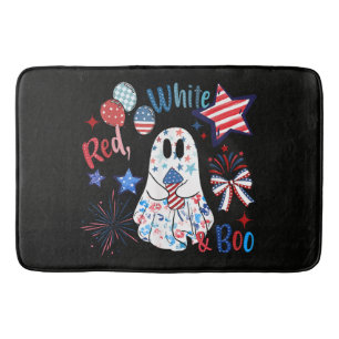 Tapis De Bain Fantôme rouge blanc Boo patriotique Halloween du 4