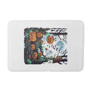 Tapis De Bain Fantômes d'Halloween Citrouilles effrayantes Hibou