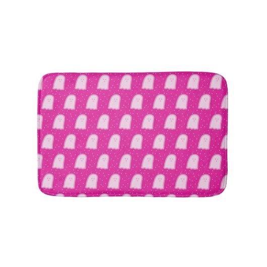 Tapis De Bain Fantômes roses d'Halloween et points  (Devant)