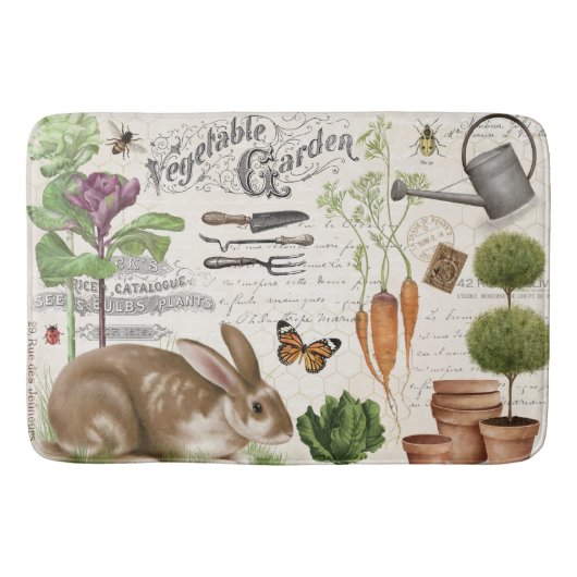 Tapis De Bain Farmhouse Jardin Vintage moderne Rabbit (Devant)