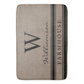 Tapis De Bain Farmhouse Style Burlap Nom de famille monogramme (devant Vertical)