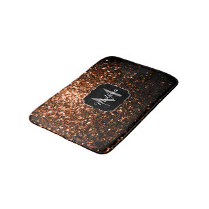 Tapis De Bain Faux cuivre brun bronze paillettes scintillent Mon