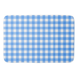 Tapis De Bain Faye et Lauren Bleu Plaid Mat