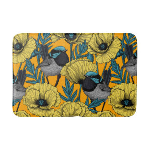 Tapis De Bain Fée et pavots en jaune
