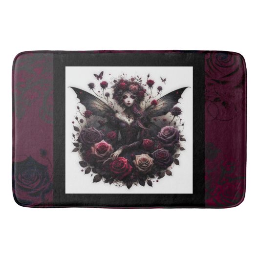 Tapis De Bain Fée Florale de la Forêt Gothique Sombre Roses Bour (Devant)