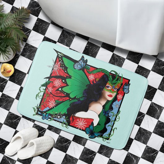 Tapis De Bain Fée Solstice Rouge Vert Noël